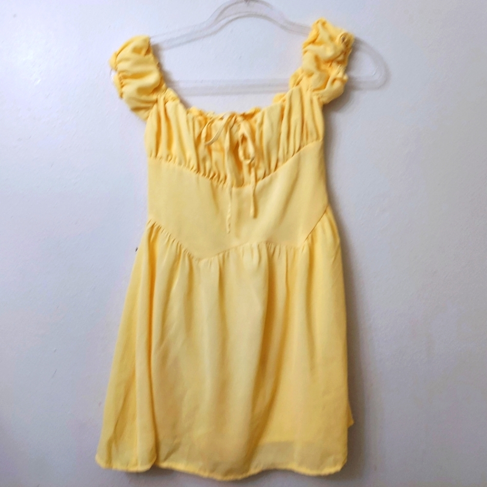 Tiger Mist Remi Dress Yellow Off Shoulder Mini Dress Size XS